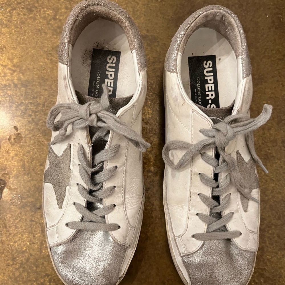 Golden Goose White and Gray Sneakers